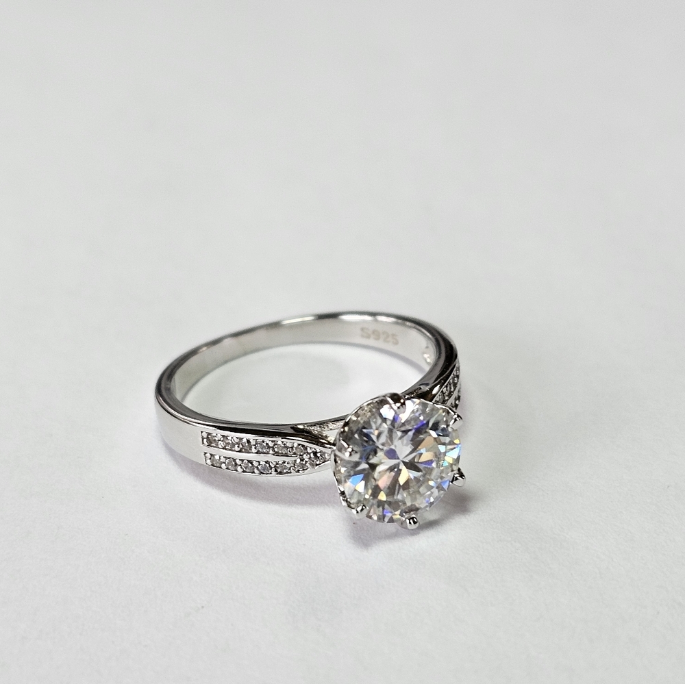 Certified GRA Moissanite Ring 18k over Sterling Silver Sz 7. NEW - Picture 13 of 13